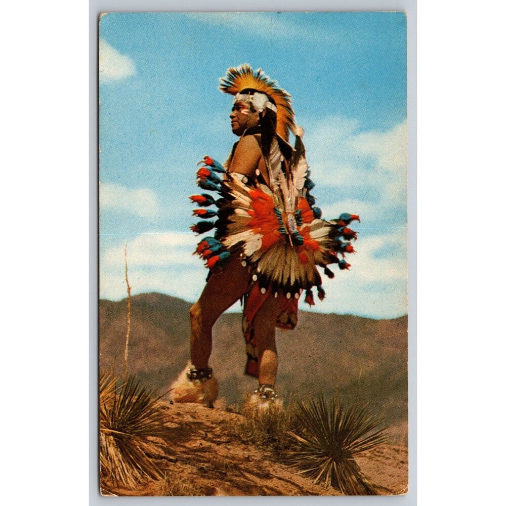 Postcard Colorful Indian Native American Feather Headdress Desert Unposted c1970